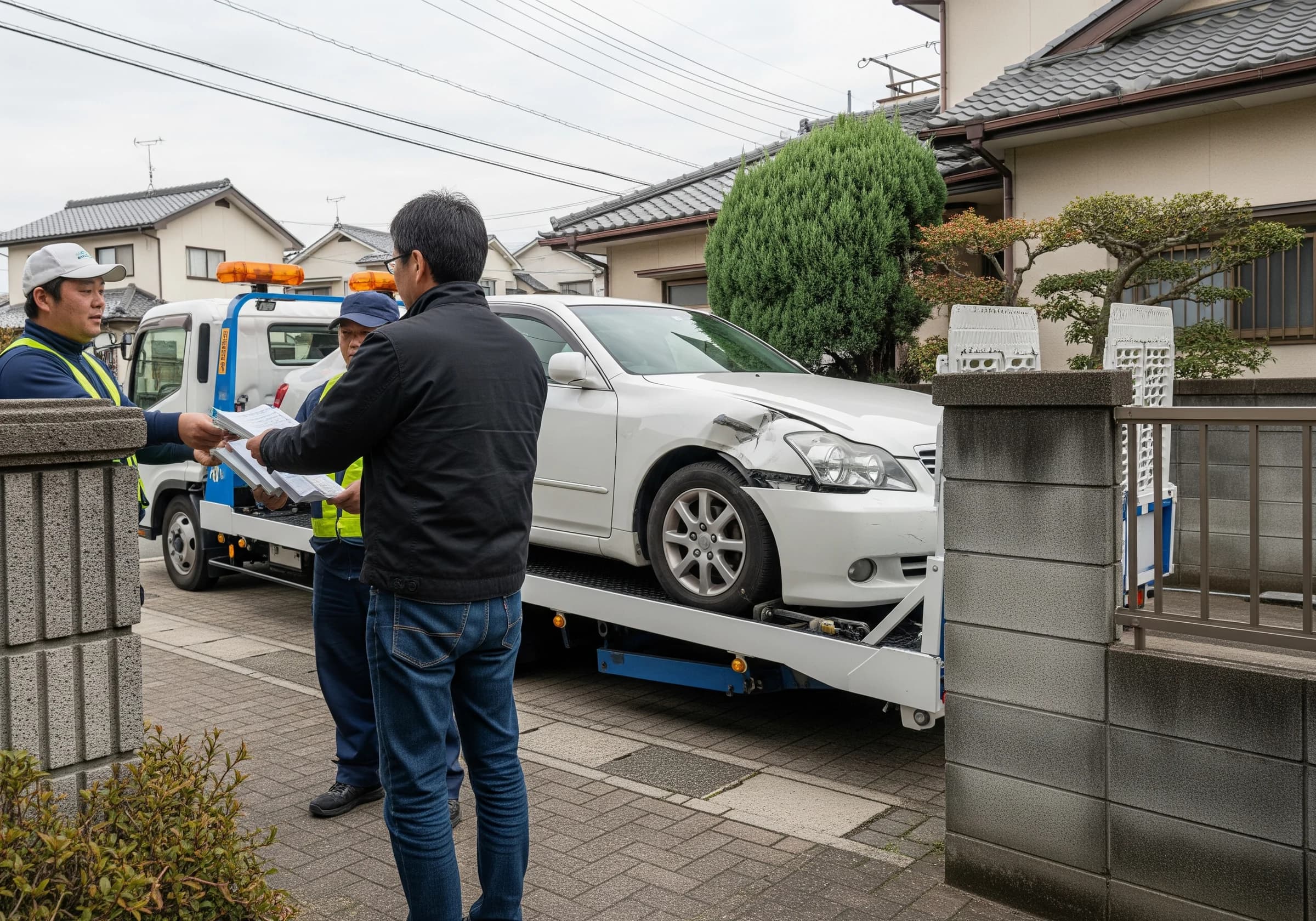 廃車の引き取りと書類の受け渡し